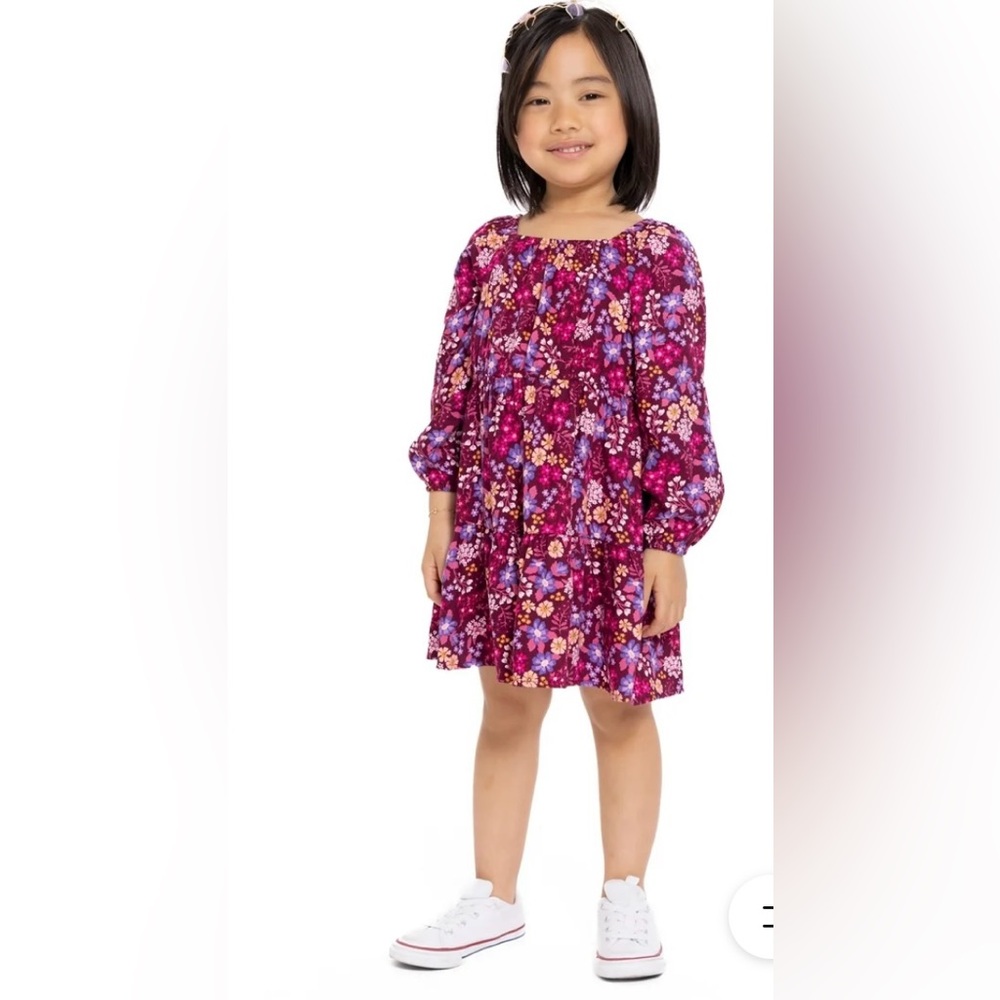 NWT Wonder Nation Toddler Girls Floral Tiered Dress 2T Long Sleeve Boho